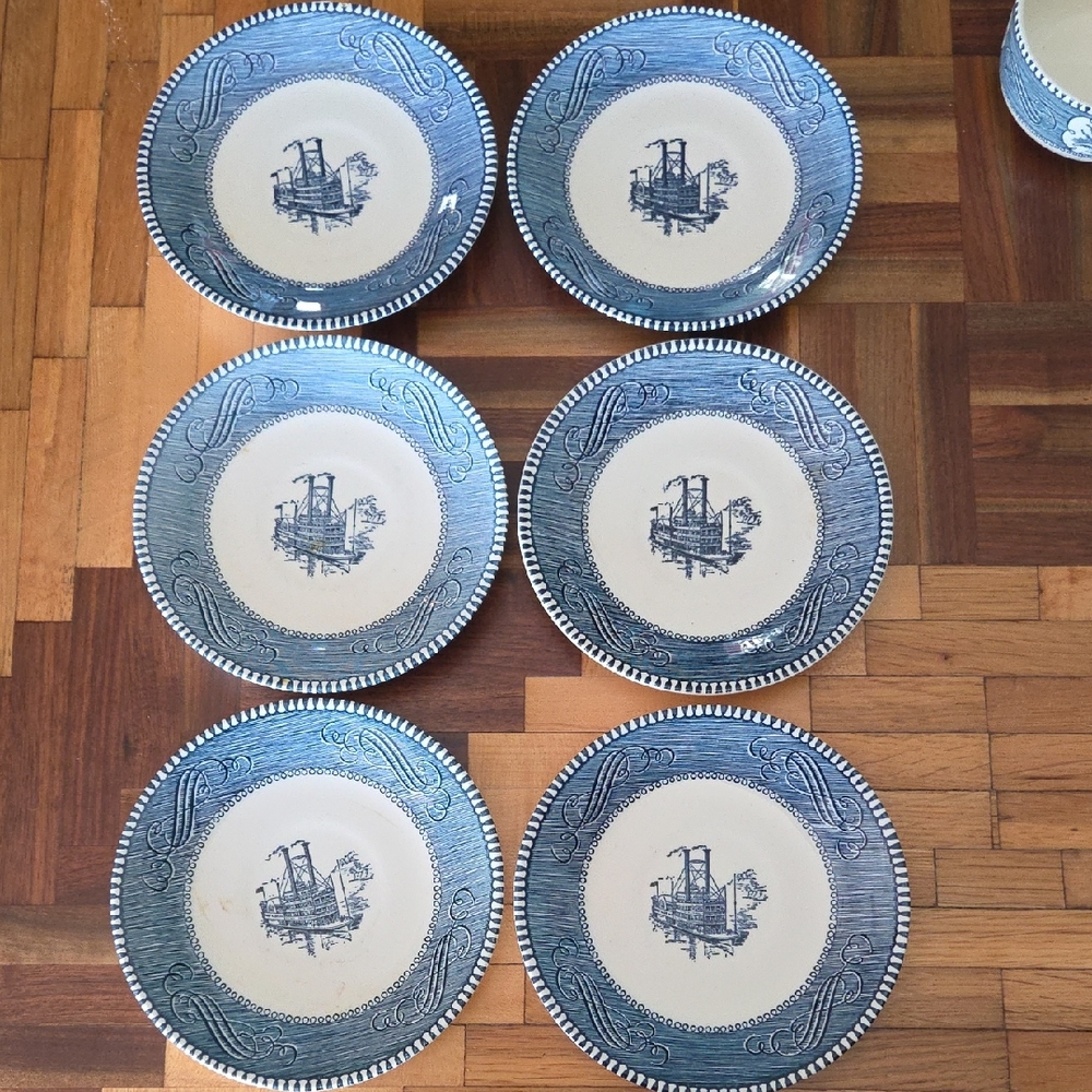 6 Currier & Ives Saucers